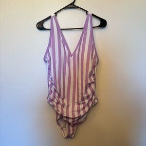 Striped Purple and White Women’s 16W One Piece Swim Suit